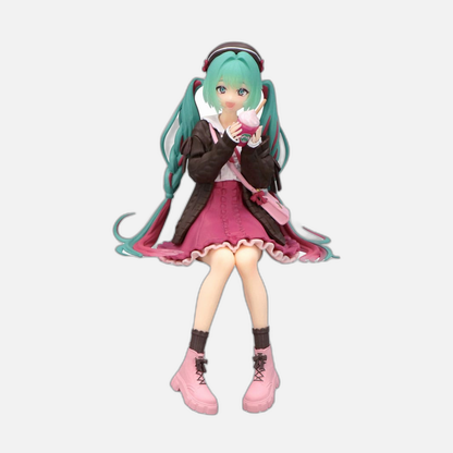 Hatsune Miku Noodle Stopper PVC Statue Autumn Date Pink Color Ver. 14 cm