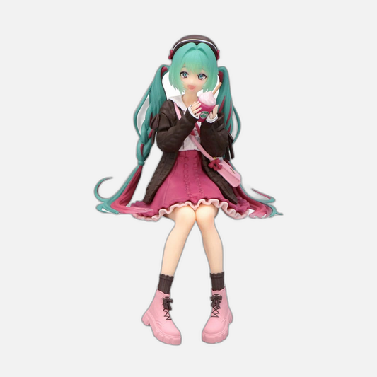 Hatsune Miku Noodle Stopper PVC Statue Autumn Date Pink Color Ver. 14 cm
