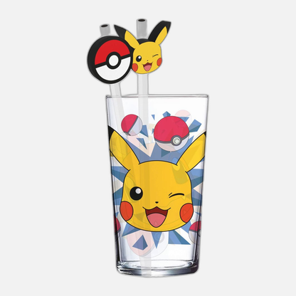 Pokémon Glass Tumbler with Straws Pikachu 485 ml